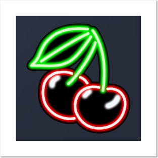 Neon Cherries Bar Sign Posters and Art